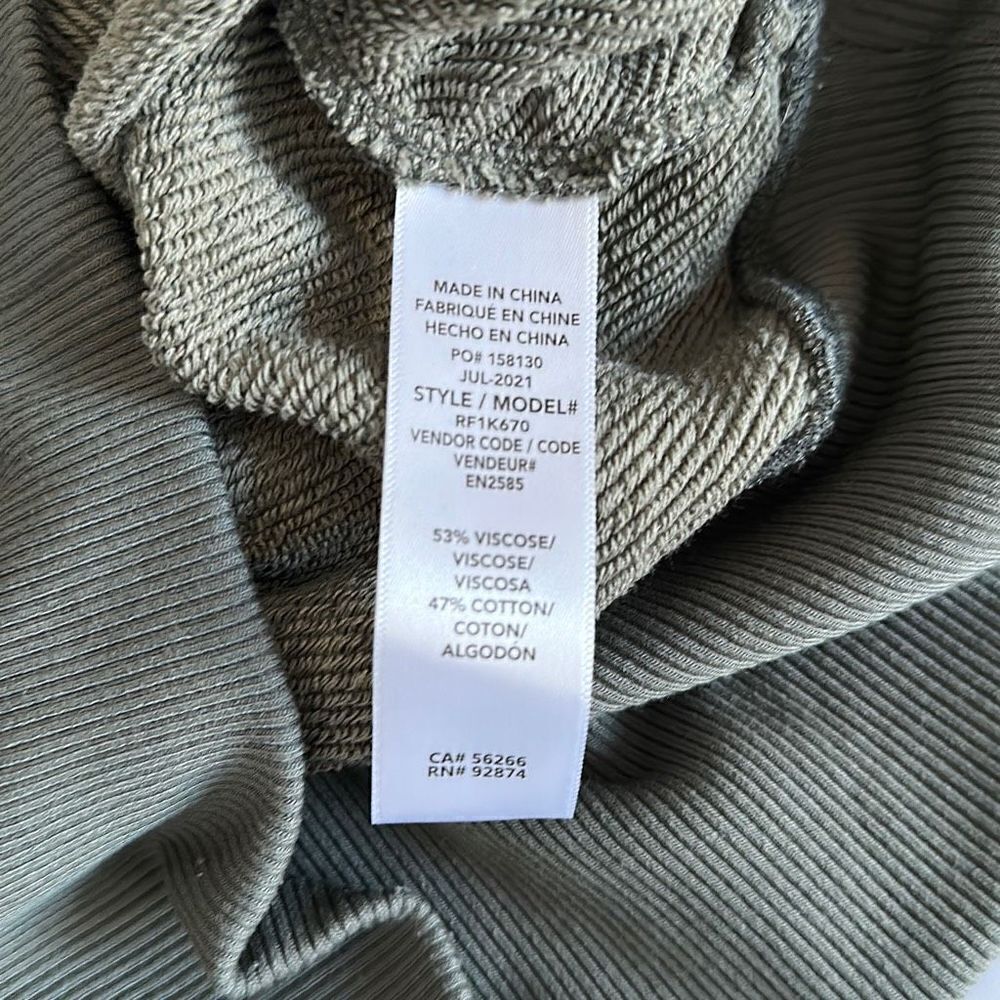 Splendid Corina pullover top olive green French terry sz XS Ballon sleeve - Picture 6 of 9